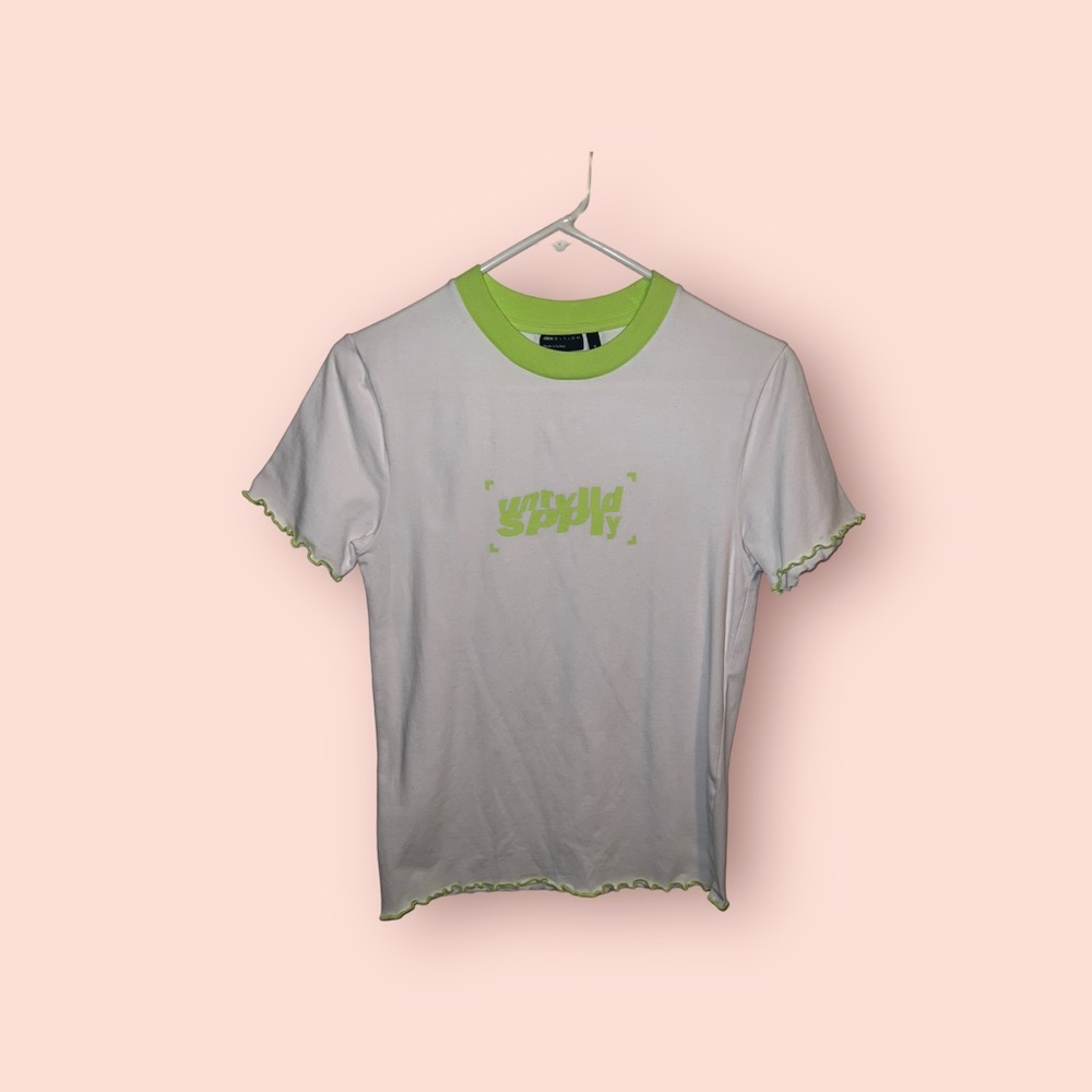 XS ASOS neon green & white t shirt